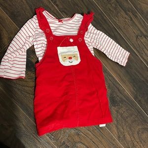 9 months baby girl Christmas outfit Santa overalls